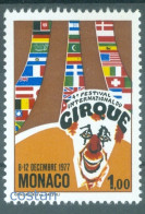1977 Monte Carlo International CIRCUS Festival,Clown,Flags,Monaco,1293,MNH - Circus
