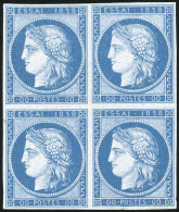 (*) Essai De 1858. Bloc De 4 En Bleu. Au Dos Marque 10. Imprimé Pour Les Timbres Grecs. R. - 1849-1850 Ceres