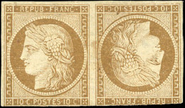 * 1d -- Paire Tête-Bêche Du 10c. Bistre-jaune. Défauts. B. R. - 1849-1850 Ceres