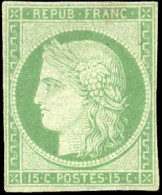 * 2 -- 15c. Vert. Petits Défauts. B. R. - 1849-1850 Ceres