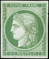 (*) 2 -- 15c. Vert. Grandes Marges. SUP. - 1849-1850 Cérès