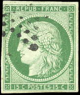 Obl. 2 -- 15c. Vert. Obl. étoile. B. - 1849-1850 Cérès
