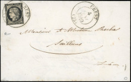 Obl. 3 -- 20c. Noir S/jaune Obl. S/lettre Frappée Du Cachet Type 13 De CREST Du 4 Janvier 1849 à Destination De SAILLANS - 1849-1850 Ceres