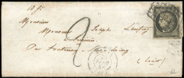 Obl. 3 -- 20c. Noir S/jaune, Obl. Grille S/lettre Frappée Du CàD De PARIS Du 23 Février 1849 à Destination De FONTENAY-S - 1849-1850 Ceres