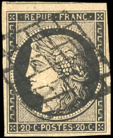 Obl. 3b -- 20c. Noir S/chamois. Obl. SUP. - 1849-1850 Cérès