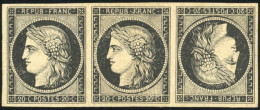 * 3d -- 20c. Noir S/jaune. Bande De 3 Avec Tête-bêche. TB. - 1849-1850 Ceres