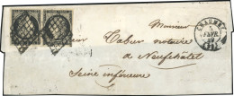 Obl. 3d -- Paire Tête-Bêche Du 20c. Noir S/jaune, Obl. Grille S/lettre Incomplète Frappée Du CàD De CHAUME Du 5 Février  - 1849-1850 Cérès