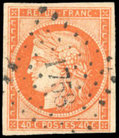 Obl. 5 -- 40c. Orange. Obl. Légère PC 1758. TB. - 1849-1850 Ceres