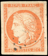 Obl. 5 -- 40c. Orange. Obl. Légère Dégageant L'effigie. 4 Belles Marges. SUP. - 1849-1850 Ceres