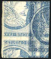 (*) 8 -- Essai Du 20c. En Bleu S/papier Carton Avec Impression Recto-verso Et Double Impression Au Verso. SUP. - 1849-1850 Ceres