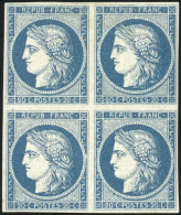 ** 8b -- 20c. Bleu S/azuré Foncé Dit "Astruc". Bloc De 4. Paire Supérieure *. Grande Fraîcheur. SUP. - 1849-1850 Ceres