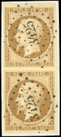 Obl. 9 -- 10c. Bistre-jaune. Paire Verticale. Obl. PC 3425. SUP. - 1852 Luis-Napoléon