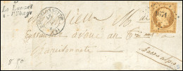 Obl. 9 -- 10c. Bistre-jaune Obl. PC 1671 S/lettre Frappée De La Cursive "LE LAZET S-L'UBAYE" à Destination De BARCELONNE - 1852 Luigi-Napoleone