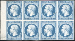 (*) 10 -- Essai Du 25c. En Bleu S/papier Pelure. Bloc De 8. Petit BdeF. Pièce Superbe. - 1852 Luigi-Napoleone