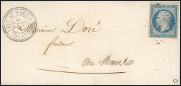 Obl. 10 -- 25c. Bleu Obl. PC 3193 S/lettre Frappée Du CàD Perlé T22 De ST-MARTIN DE CONNEE Du 17 Juin 1854 à Destination - 1852 Louis-Napoleon
