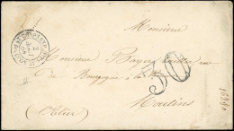 Obl. Lettre Taxée 30, Au Tampon, Frappée Du CàD Du CORPS EXP. D'ITALIE 2° DIVISION Du 2 Août 1864 à Destination De MOULI - 1853-1860 Napoleon III