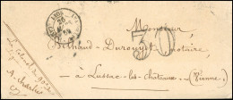 Obl. Lettre Taxée 30 Au Tampon, Frappée Du CàD De LYON - CAMP DE SATHONAY Du 26 Mars 1859 à Destination De LUSSAC-LES-CH - 1853-1860 Napoléon III