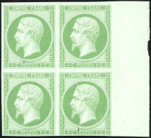 (*) 11 -- Essai Du 1c. En Vert. Bloc De 4. BdeF. SUP. - 1853-1860 Napoléon III.