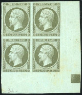 ** 11 -- 1c. Olive. Bloc De 4. Coin De Feuille Avec Carré De Repère. 2 Timbres *. Peut être Unique. Qualité De Rêve. SUP - 1853-1860 Napoléon III