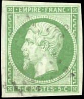 Obl. 12 -- 5c. Vert-clair. Obl. Lérère. SUP. - 1853-1860 Napoleon III