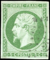 Obl. 12 -- 5c. Vert-clair. Obl. Légère Dégageant L'effigie. SUP. - 1853-1860 Napoleon III