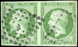 Obl. 12 -- 5c. Vert. Paire. Obl. SUP. - 1853-1860 Napoléon III.