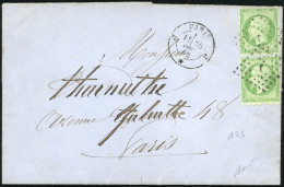 Obl. 12 -- 5c. Vert. Piquage Susse. Paire S/lettre Frappée Du CàD Du 16 Décembre 1862 à Destination De PARIS. Non Coté E - 1853-1860 Napoleon III