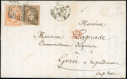 Obl. 13A+16 -- 10c. Bistre + 40c. Orange Obl. Losange J S/lettre Du Service Maritime Des Messageries Impériales, Frappée - 1853-1860 Napoleon III