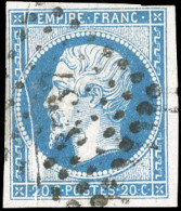 Obl. 14A -- 20c. Bleu. Pli Accordéon. Obl. SUP. - 1853-1860 Napoléon III