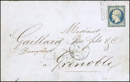 Obl. 14A -- 20c. Bleu Obl. Losange D'essai De 81 Points S/lettre Frappée Du CàD De PARIS (60) Du 3 Septembre 1855 à Dest - 1853-1860 Napoléon III