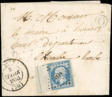 Obl. 14Ai -- 20c. Bleu (déf.), BdeF Avec Filet D'encadrement, Obl. PC 160 S/lettre Frappée Du CàD D'AUBERIVE Du 5 Mars 1 - 1853-1860 Napoleon III