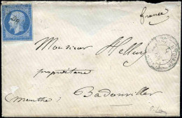 Obl. 14B -- 20c. Bleu, Obl. "A BRE" S/lettre Frappée Du CàD ARMEE D'ITALIE - BRESCIA (mal Venu) Du 1er Août 1859 à Desti - 1853-1860 Napoleon III
