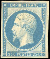 * 15c -- 25c. Bleu. Réimpression 1862. TB. - 1853-1860 Napoléon III