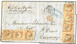 Obl. 16 -- 40c. Orange, Bande De 4 X 2, Obl. PC 2221 S/lettre Frappée Du CàD De NANTES Du 23 Octobre 1854 à Destination  - 1853-1860 Napoleon III