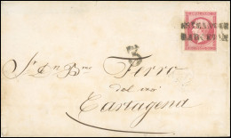 Obl. 17B -- 80c. Rose Obl. ETRANGER/BARCELONA S/lettre à Destination De CARTAGENA - ESPAGNE. Au Verso, Cachet De Transit - 1853-1860 Napoleon III