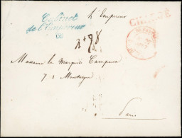 Obl. Lettre Chargée En Franchise Frappée De La Griffe Bleue Du CABINET DE L'EMPEREUR (2) Et De La Marque Manuscrite ''L' - 1862 Napoléon III.