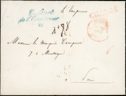 Obl. Lettre Chargée En Franchise Frappée De La Griffe Bleue Du CABINET DE L'EMPEREUR (2) Et De La Marque Manuscrite ''L' - 1862 Napoleon III