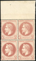 ** 26A -- 2c. Rouge-brun. Bloc De 4. BdeF. Léger Décentrage. TB. - 1863-1870 Napoleon III With Laurels