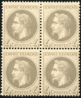 * 27B -- 4c. Gris. Bloc De 4. Très Frais. TB. - 1863-1870 Napoleon III Gelauwerd