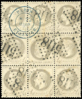 Obl. 27B -- 4c. Gris. Tête-Bêche Au Centre D'un Bloc De 9. Obl. GC 5118 De YOKOHAMA Et Du CàD De Départ De PARIS Du 22 M - 1863-1870 Napoleon III With Laurels