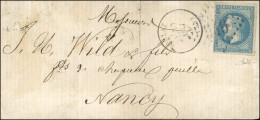 Obl. 29Be -- 20c. Bleu, ND, Obl. GC 546 S/lettre Frappée Du CàD De BOULAY Du 30 Mai 1870 à Destination De NANCY. SUP. RR - 1863-1870 Napoléon III. Laure