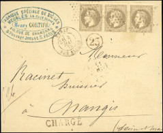 Obl. 30 -- 30c. Brun, Bande De 3, Obl. GC 23 S/devant De Lettre Chargée Frappée Du CàD De PARIS - RUE ALIGRE Du 4 Mai 18 - 1863-1870 Napoleon III Gelauwerd