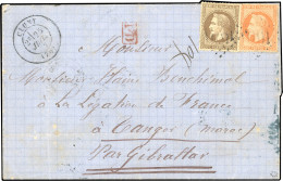 Obl. 30 + 31 + MIXTE -- 30c. + 40c. Lauré Obl. GC S/lettre Frappée Du CàD De CLUNY Du 25 Juillet 1872 à Destination De T - 1863-1870 Napoleon III With Laurels