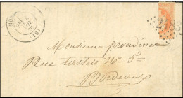 Obl. 31 -- Coupé Vertical Gauche Du 40c. Orange, Pour Faire 20c. Obl. GC 2483 S/lettre Manuscrite De BEDENAC, Frappée Du - 1863-1870 Napoléon III. Laure