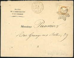 Obl. 36 -- 10c. Bistre-jaune Obl. étoile 20 S/lettre Du Ministère De L'Agriculture Et Du Commerce Frappée Du CàD De PARI - 1870 Siege Of Paris