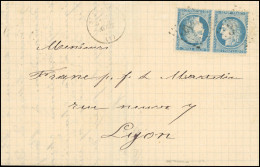 Obl. 37c -- Paire Tête-Bêche Du 20c. Bleu, Obl. GC 3828 S/lettre Frappée Du CàD De ST-RAMBERT Du 2- Août 1871 à Destinat - 1870 Beleg Van Parijs