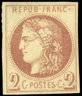 * 40Ad -- 2c. Chocolat Clair. Report 1. Impression Fine De Tours. TB. - 1870 Bordeaux Printing