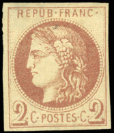 Delcampe - * 40Ad -- 2c. Chocolat Clair. Report 1. Impression Fine De Tours. TB. - 1870 Bordeaux Printing