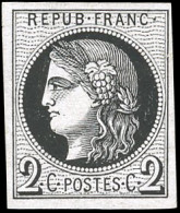 (*) 40B -- Essai En Noir Du 2c. Report 2. TB. - 1870 Bordeaux Printing