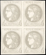 ** 41B -- 4c. Gris. Report 2. Bloc De 4. 2 Timbres *. TB. - 1870 Bordeaux Printing